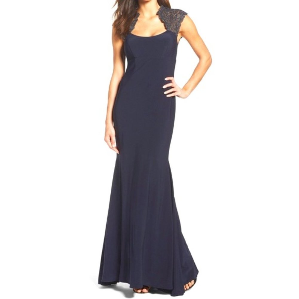 XSCAPE Navy Floor Length Dress